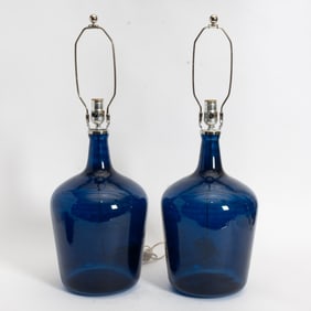 Pair of Blue Glass Jugs