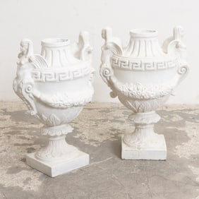 Pair of White Painted Terracotta Planters
