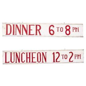 Two Painted Wood Restaurant Signs