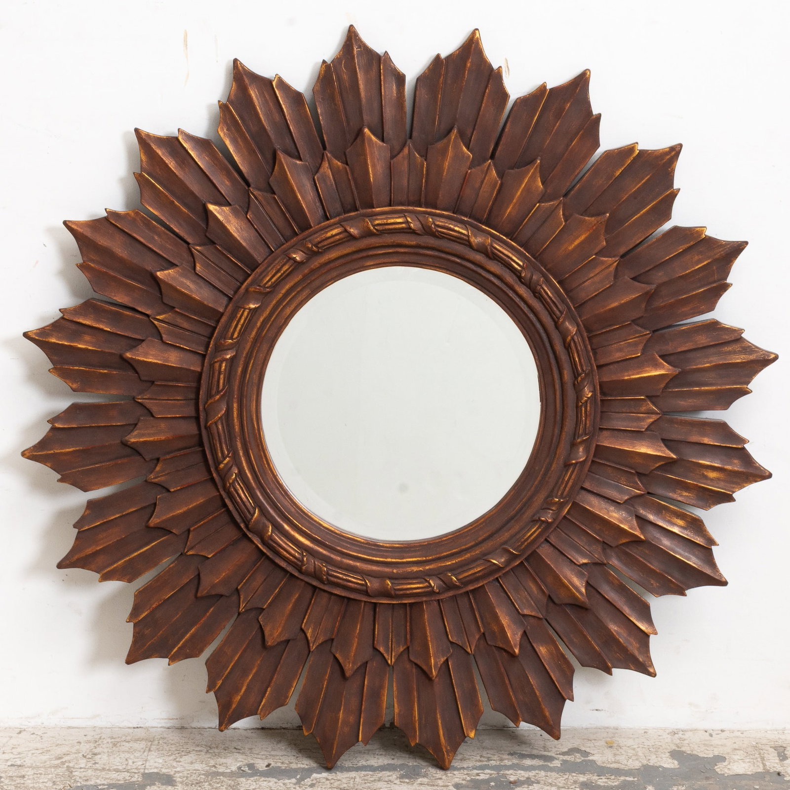 Bronze Painted Sunburst Mirror: . (48 1/4" dia) Scratches and dings
