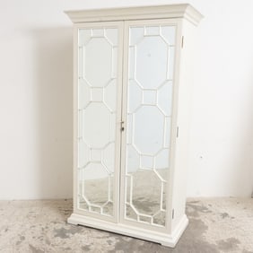 White Painted Mirrored Armoire