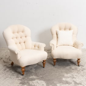 Pair of Cream Upholstered Armchairs