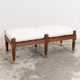 Louis Style Mahogany Upholstered Bench