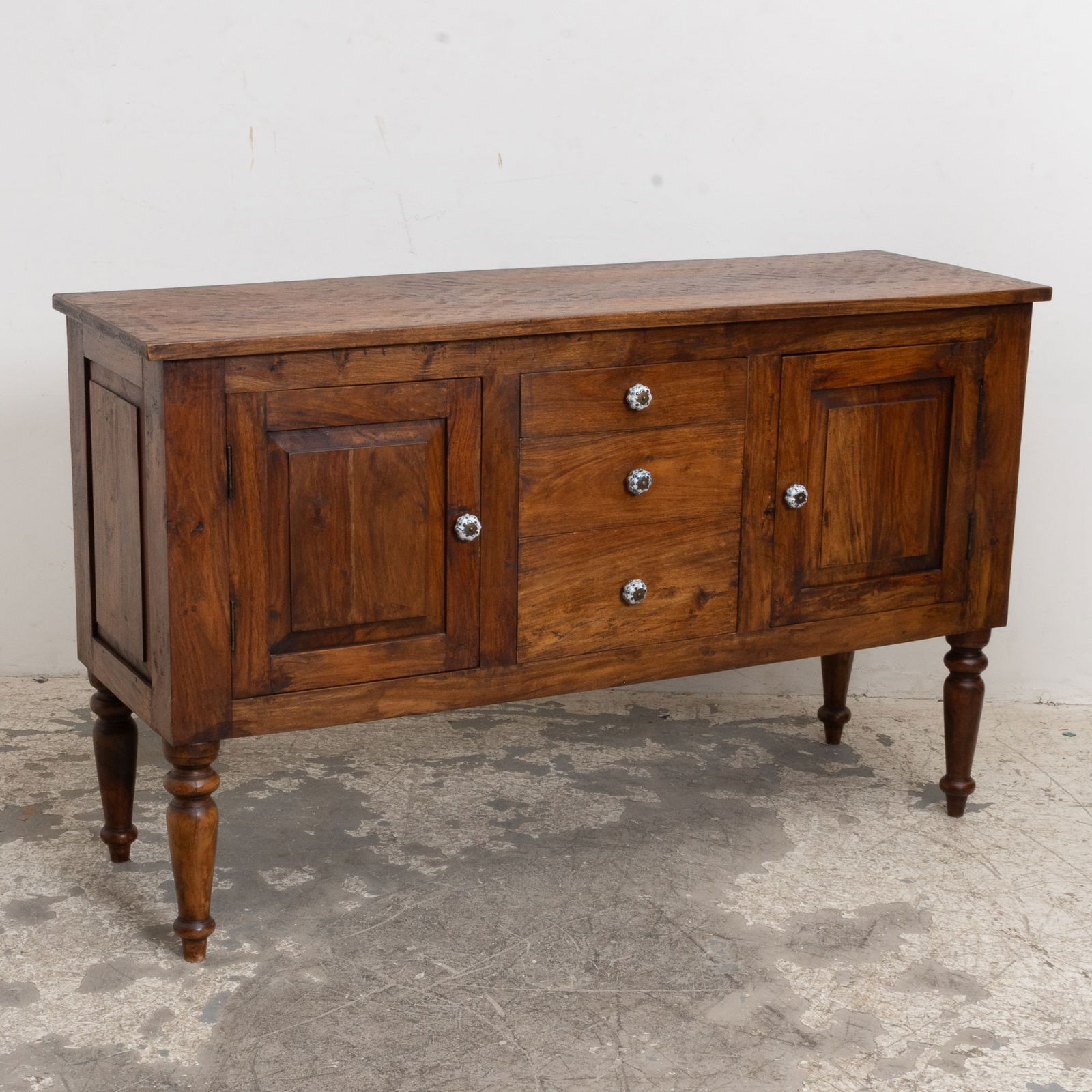 Mahogany Buffet: with ceramic knobs (39" h x 63 1/2" w x 21" d) Scratches and dings