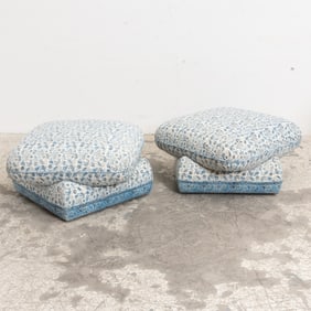 Pair of Paisley Upholstered Ottomans