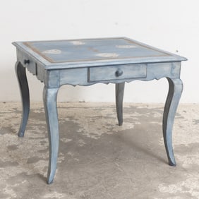 Blue Paint Decorated Card Table