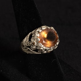 White Gold, Glass and Colored Diamond Ring