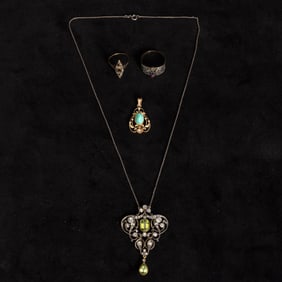 Group of Antique Gold, Silver, Platinum and Gem-Set Jewelry and Fragments