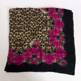 Leopard Print Cotton Silk Scarf