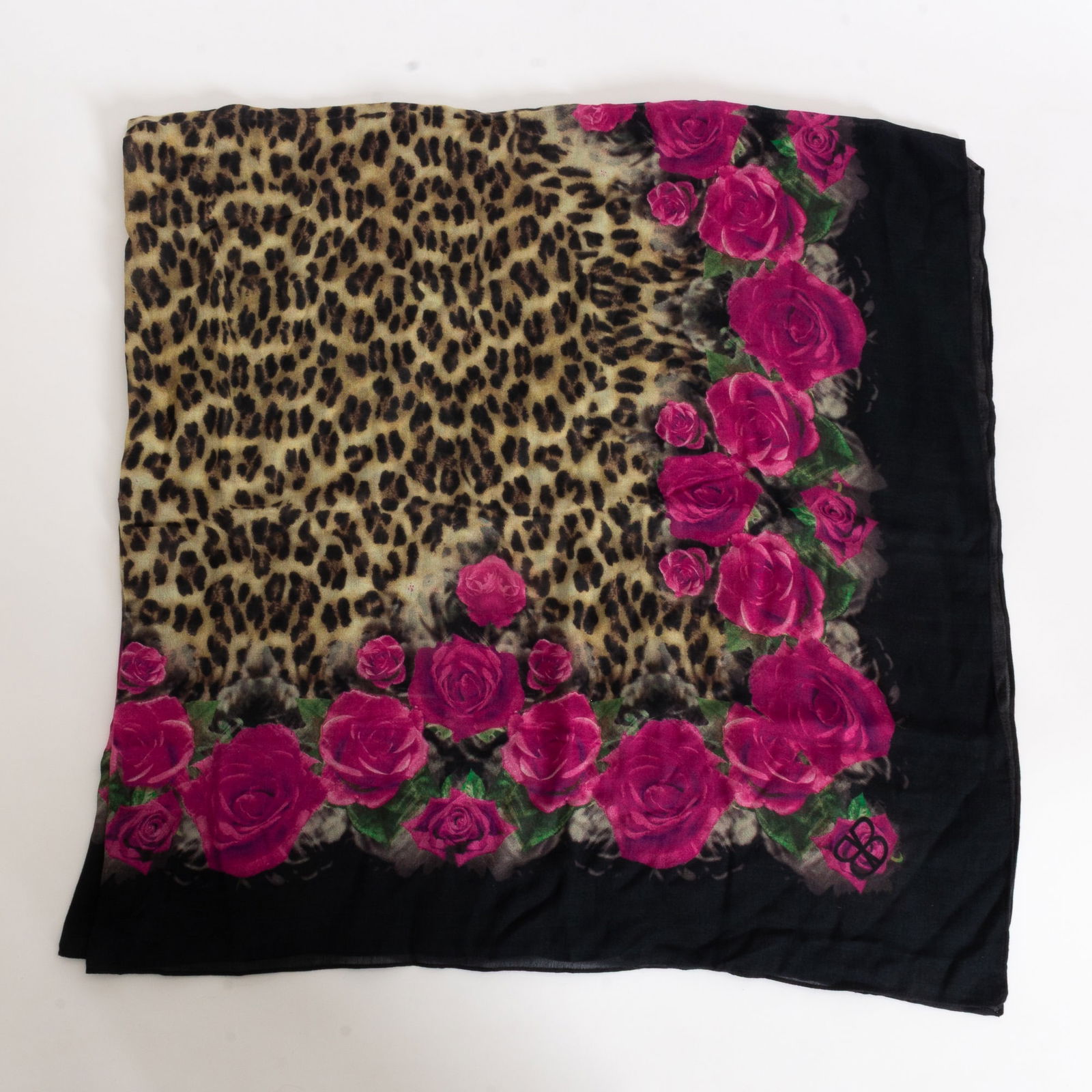 Leopard Print Cotton Silk Scarf (1 of 2)