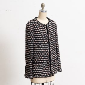 Chanel Pink and Black Wool Coat