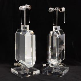 Pair of Acrylic Rectangular Lamps