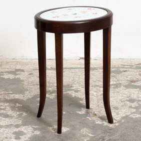 Porcelain and Mahogany Kettle Stand