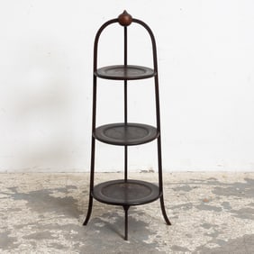Mahogany Three-Tier Plate Stand