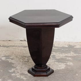 Brown Lacquer Hexagon End Table