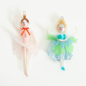 Two Soffieria De Carlini Dancer Form Glass Ornaments