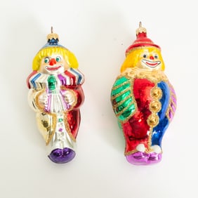Pair of Glass Clown Ornaments