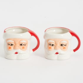 Pair of Santa Head Form Mugs