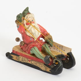 Carved Painted Wood Figural Tree Ornament