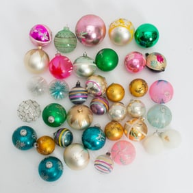 Group of Painted Glass Ball Tree Ornaments