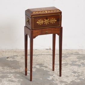 Mahogany Brass Inlaid Sewing Box