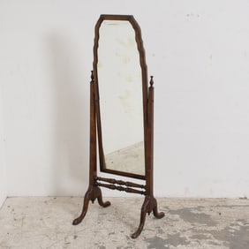 Standing Mahogany-Framed Mirror