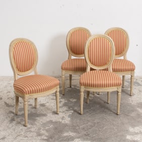Four Louis XVI Style Oval Back Dining Chairs
