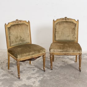 Pair of French Carved and Gilded Side Chairs