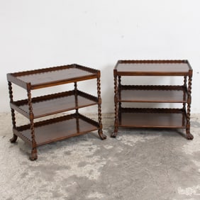Pair of Jacobean Style Mahogany Etergeres