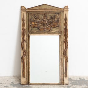 Louis XVI Style Carved Painted Trumeau Mirror