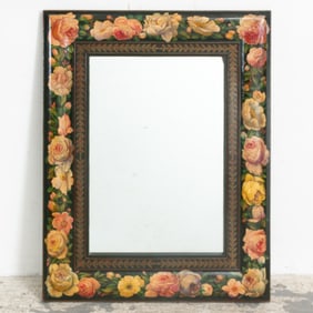 Floral Paint Decorated Frame Mirror