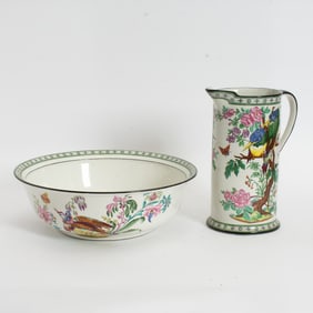English Porcelain Wash Basin and Pitcher Set