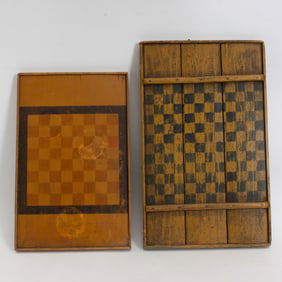 Two Painted Wood Game Boards