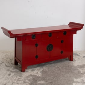 Asian Style Red Lacquer Console