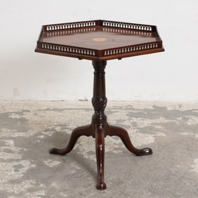 Mahogany Hexagonal Gallery Top Side Table