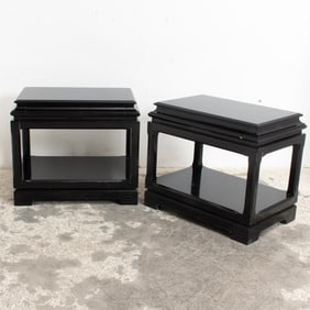 Pair of Ralph Lauren Black Lacquer Bedside Tables