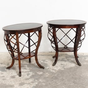 Pair of Mahogany Leather Top Side Tables