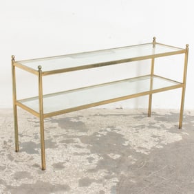 Two-Tier Brass and Glass Console