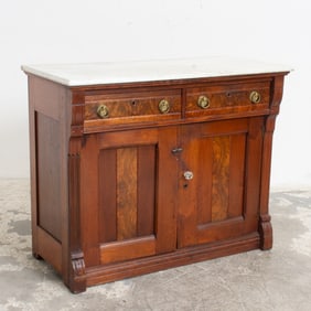 American Eastlake Style Walnut Marble Top Washstand