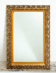 Lattice Carved Wood Frame Mirror