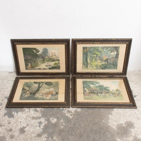 Set of Four Indian Hunting Scenes