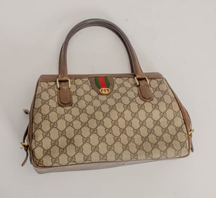Gucci Brown Monogramed Leather Handbag