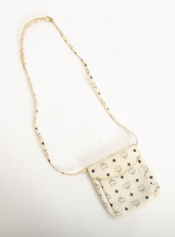 MCM Monogrammed White Leather Crossbody Bag (1 of 4)