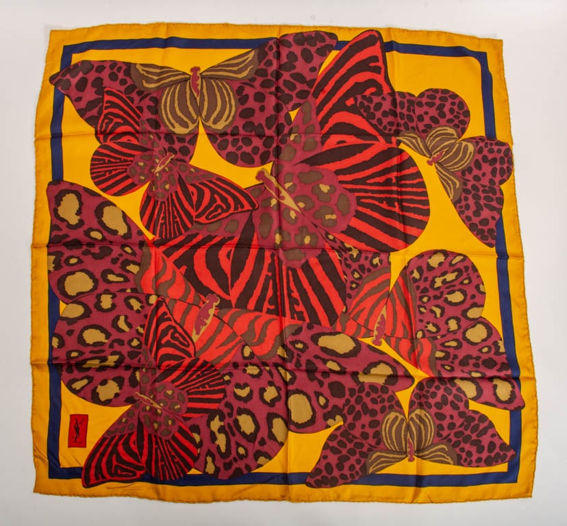 Yves Saint Laurent Silk Scarf: In box (34" square) Good