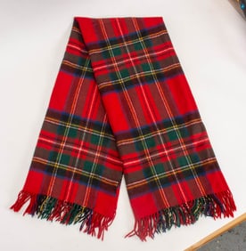 Red Tartan Wool Shawl