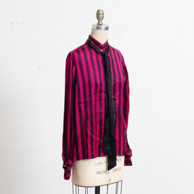 Chanel Stripe Pattern Silk Blouse