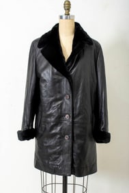 Enrico Mandelli Leather Fur Lined Coat