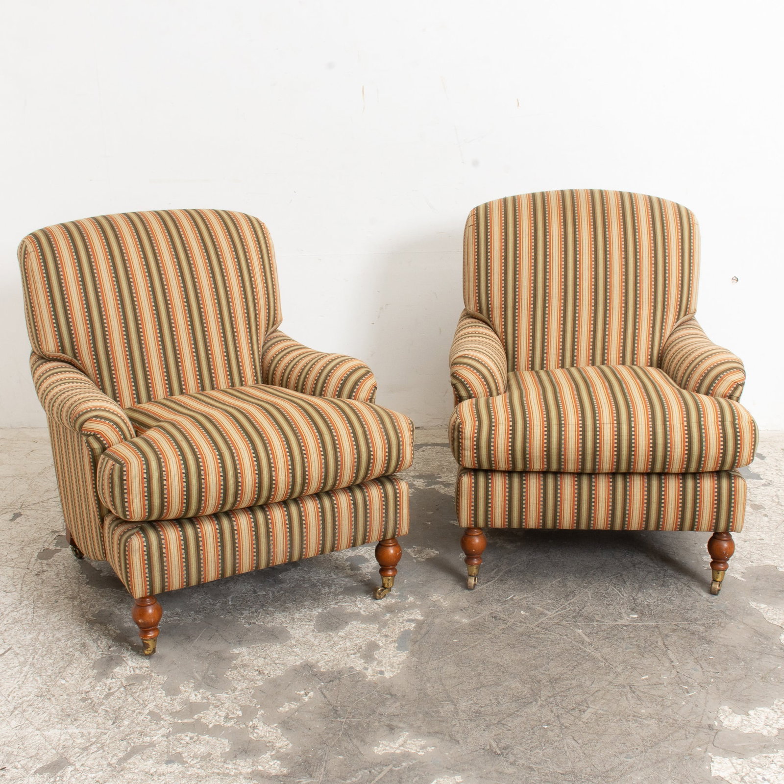 Pair of Striped Upholstered Armchairs (1 of 4)