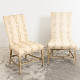 Pair of George III Style Painted Wood Upholstered Side Chairs