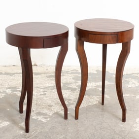 Pair of David Iatesta Modern Mahogany End Tables